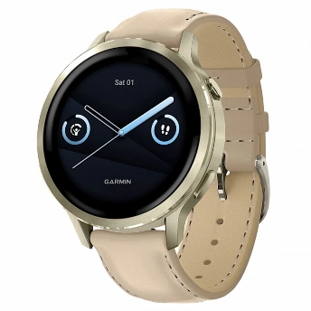 Умные часы Garmin Venu 4 41mm, 010-03013-00, Lunar Gold/Bone Light Sand Leather Band, кремовый