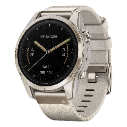 Смарт-часы Garmin Epix Pro Gen 2 Sapphire Edition 42 мм, Soft Gold Cream Heathered Nylon Band (010-02802-20)