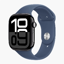 Apple Watch Series 10 42 мм, M/L 140-245 мм, Jet Black Aluminium Case GPS, Denim