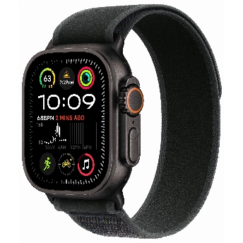 Apple Watch Ultra 2 49mm Titanium Case Trail Loop, черный/, размер S/M, Black, черный