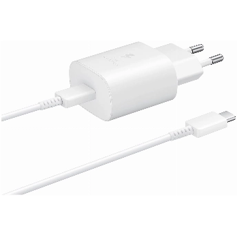 Сетевое зарядное устройство Samsung EP-TA800 + кабель USB Type-C, 25 Вт, RU, White, белый