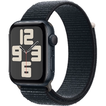 Apple Watch SE 2023 44mm Aluminum Case with Sport Loop, Midnight, тёмная ночь