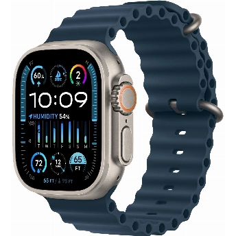 Apple Watch Ultra 2 49mm Titanium Case Ocean Band, Dark Blue