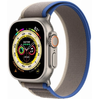 Apple Watch Ultra 49mm Titanium Case with Trail Loop, /серый, размер M/L, Blue, синий