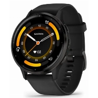 Умные часы Garmin VENU 3S, Slate stainless Silicone Band, 0100278401, Black/Gray