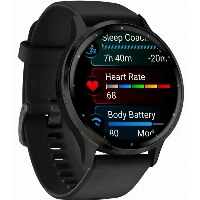 Умные часы Garmin VENU 3S, Slate stainless Silicone Band, 0100278401, Black/Gray
